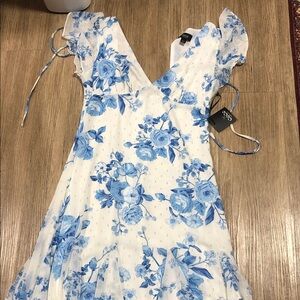 New CECE Blue Floral Midi Dress 6